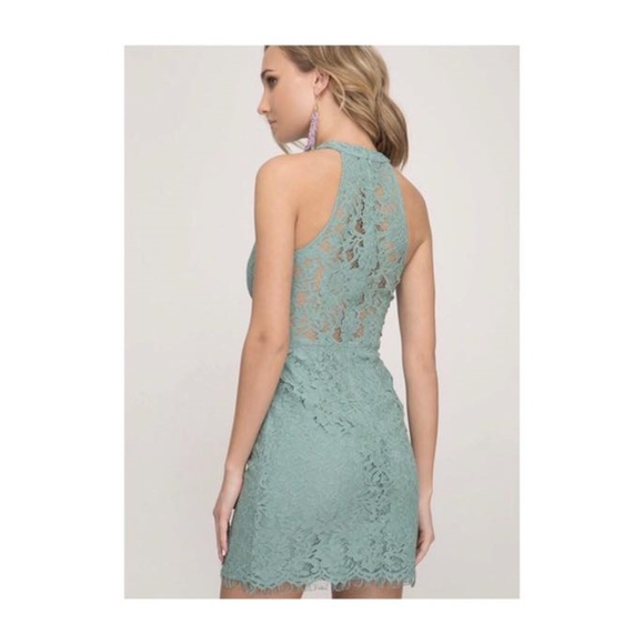 Your Style Lace Dress Slate Green - Picture 3 of 4
